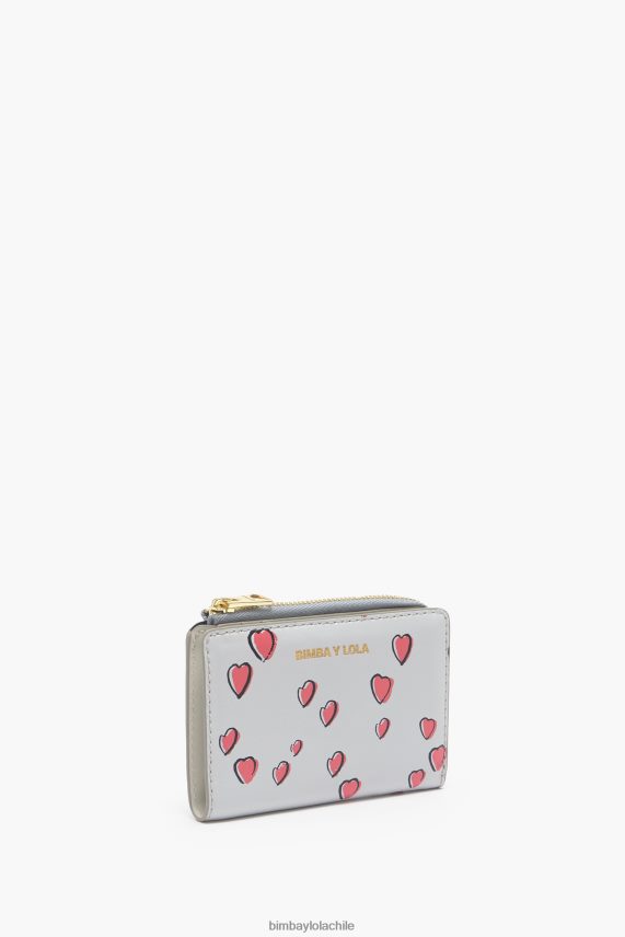 Bimba Y Lola monedero de cuero corazones pequeños PT68841003 accesorios gris
