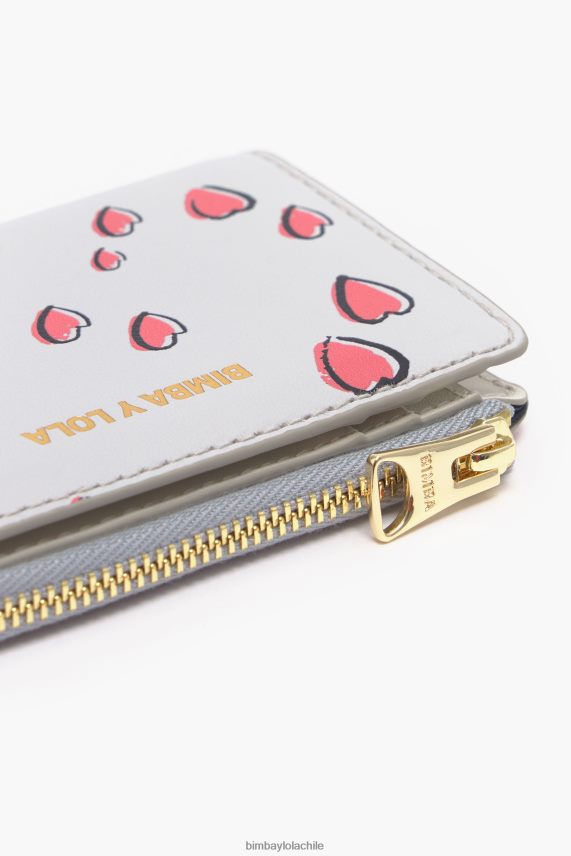 Bimba Y Lola monedero de cuero corazones pequeños PT68841003 accesorios gris