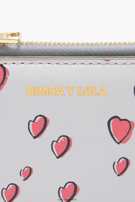 Bimba Y Lola monedero de cuero corazones pequeños PT68841003 accesorios gris