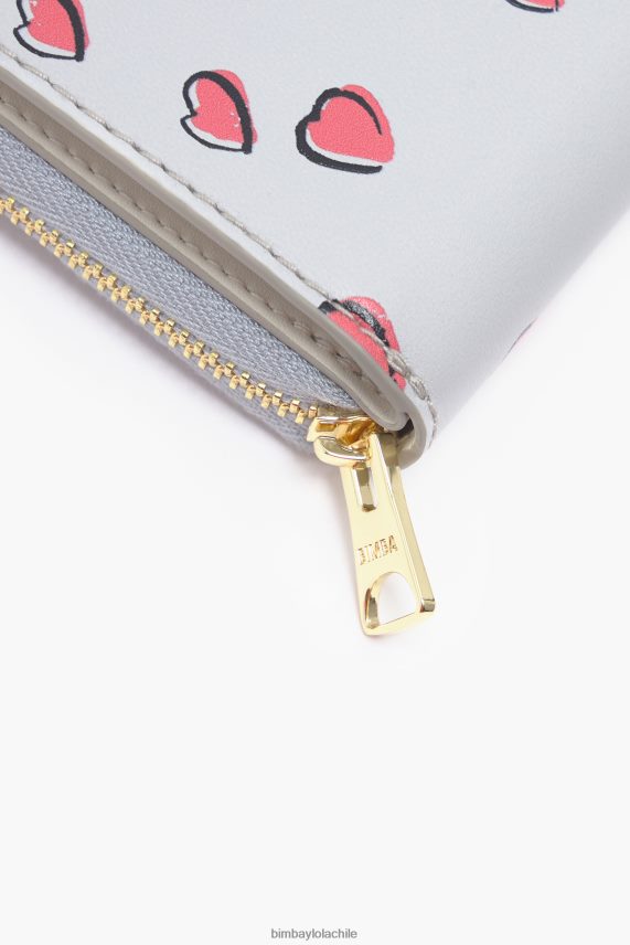 Bimba Y Lola monedero de cuero corazones pequeños PT68841010 accesorios gris