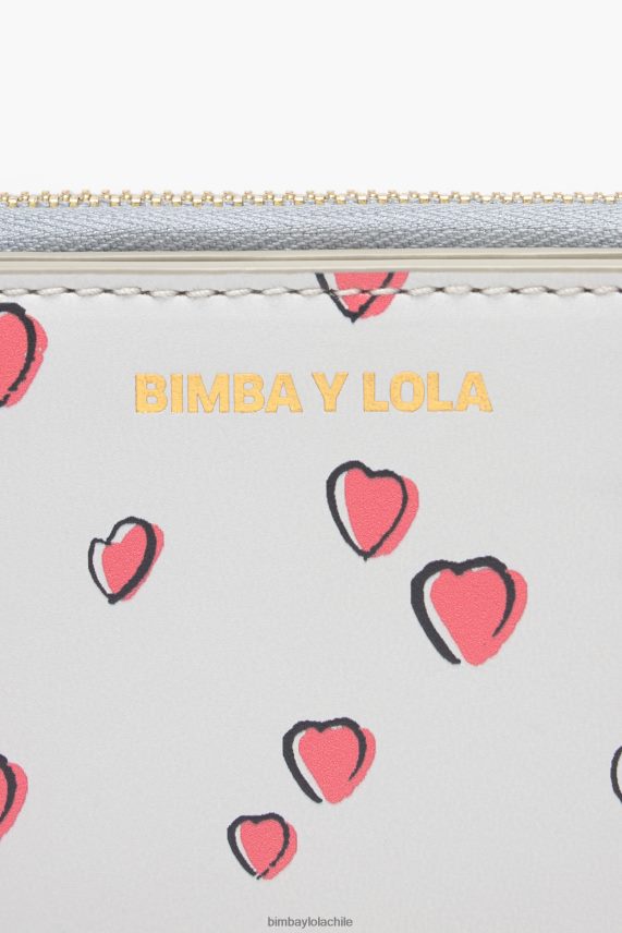 Bimba Y Lola monedero de cuero corazones pequeños PT68841010 accesorios gris