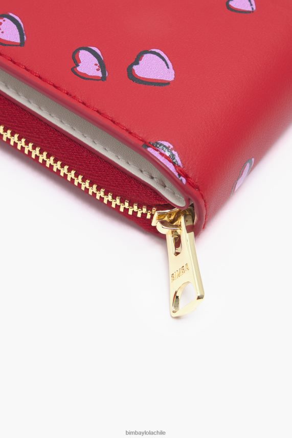 Bimba Y Lola monedero de piel con solapa y estampado de corazones pequeños PT68841011 accesorios rojo