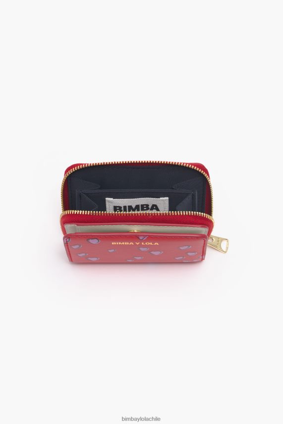 Bimba Y Lola monedero de piel con solapa y estampado de corazones pequeños PT68841011 accesorios rojo
