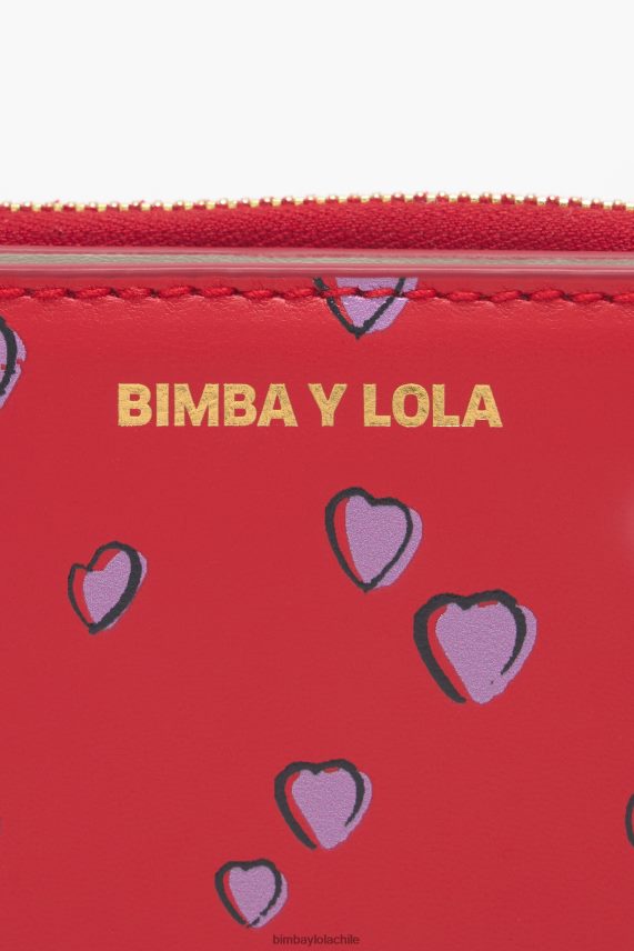 Bimba Y Lola monedero de piel con solapa y estampado de corazones pequeños PT68841011 accesorios rojo
