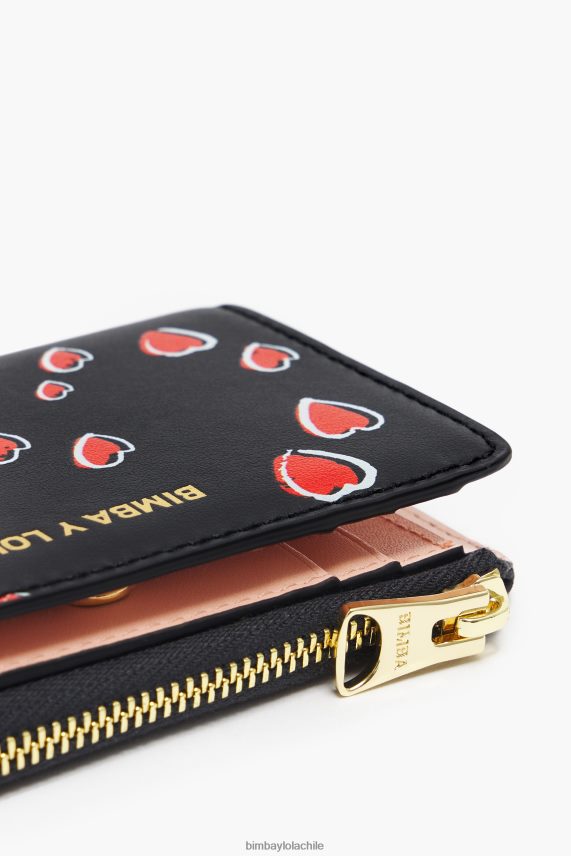 Bimba Y Lola monedero de piel corazones pequeños PT68841002 accesorios negro