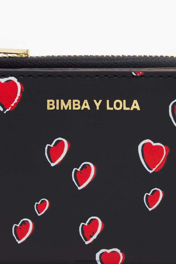 Bimba Y Lola monedero de piel corazones pequeños PT68841002 accesorios negro
