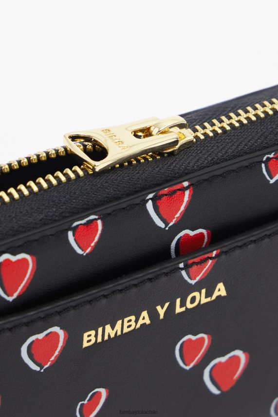 Bimba Y Lola monedero pequeño de piel con estampado de corazones PT68841013 accesorios negro
