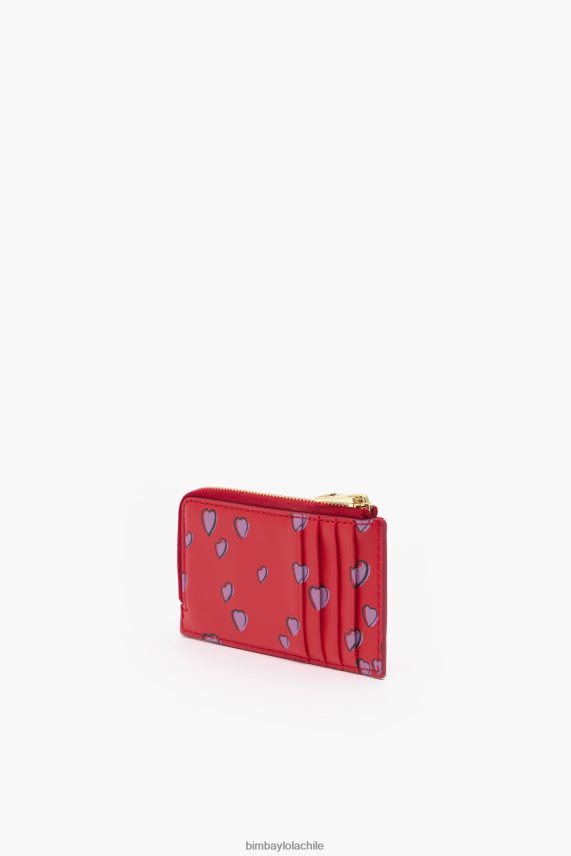 Bimba Y Lola monedero rectangular de piel con estampado de pequeños corazones PT68841009 accesorios rojo