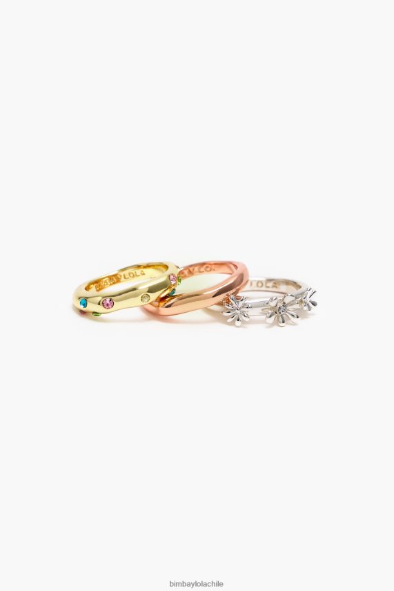 Bimba Y Lola juego de anillos PT6884684 accesorios flores y cristales