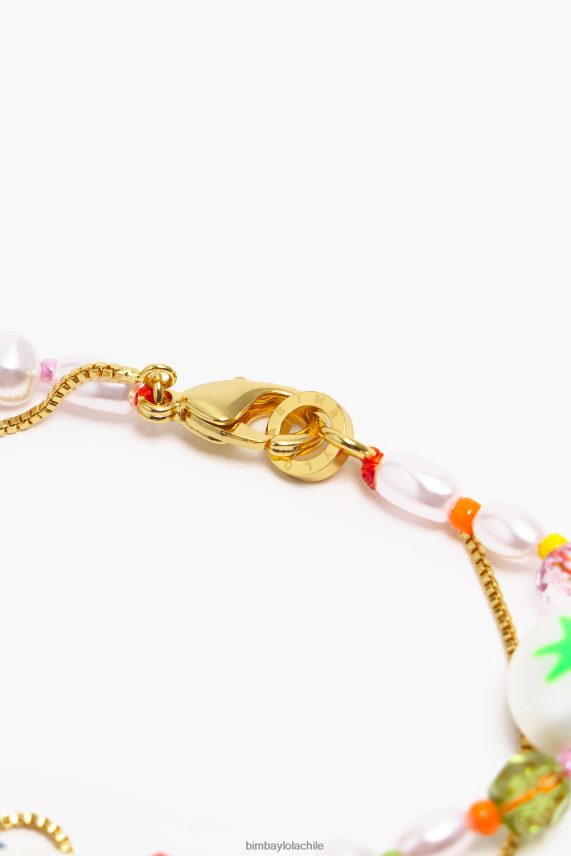 Bimba Y Lola pulsera de cadena con perlas multicolores PT6884792 accesorios plata
