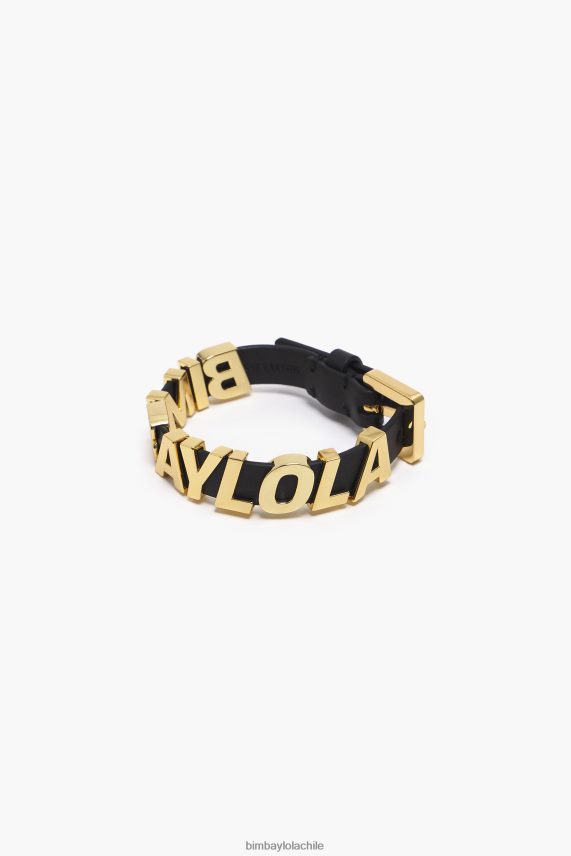 Bimba Y Lola pulsera de cuero con letras del logo PT68841141 accesorios negro