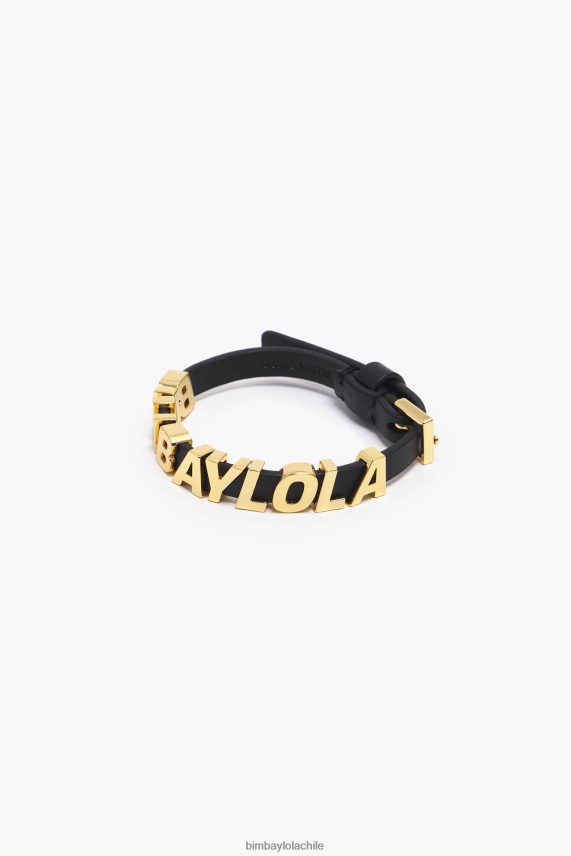 Bimba Y Lola pulsera de cuero con letras del logo PT68841143 accesorios negro