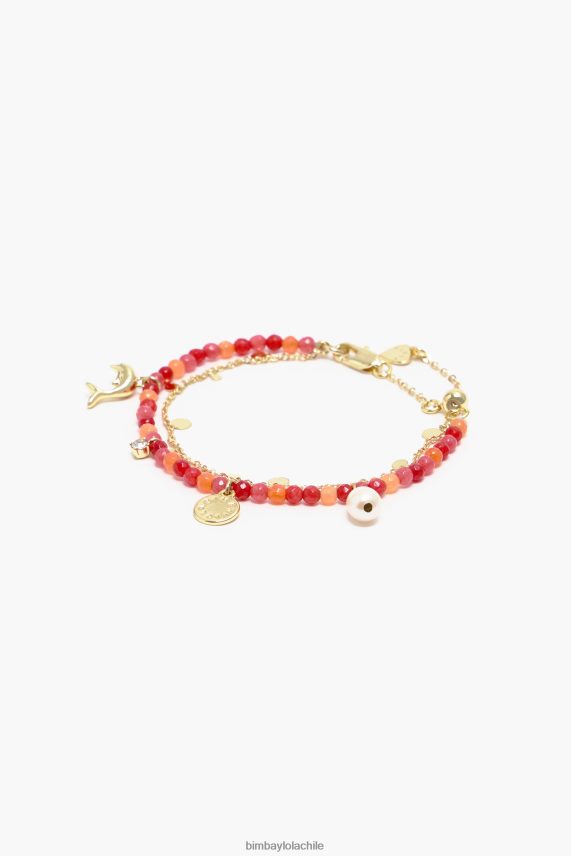 Bimba Y Lola pulsera doble piedras PT6884735 accesorios coral