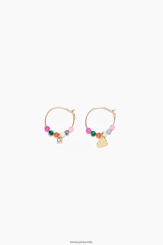 Bimba Y Lola aretes de aro PT6884691 accesorios corazón de oro y cristal