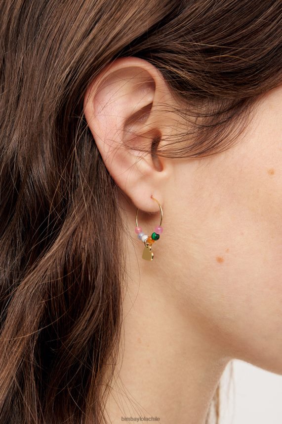 Bimba Y Lola aretes de aro PT6884691 accesorios corazón de oro y cristal