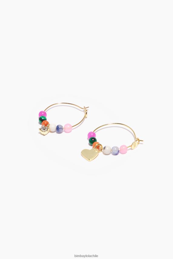 Bimba Y Lola aretes de aro PT6884691 accesorios corazón de oro y cristal