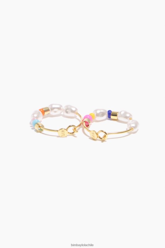 Bimba Y Lola aretes de aro PT6884771 accesorios perlas y abalorios multicolores