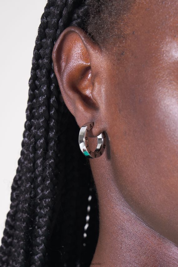 Bimba Y Lola aretes de aro con logo PT68841140 accesorios plata