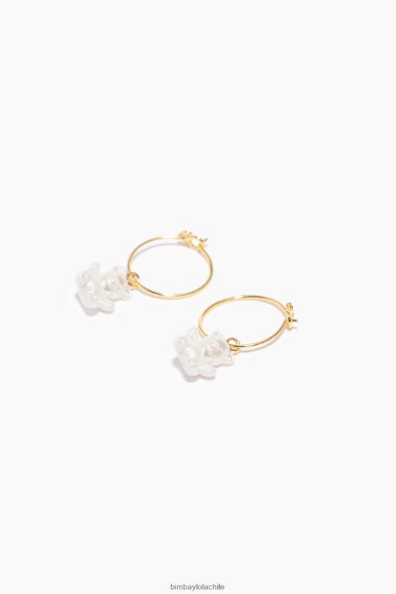 Bimba Y Lola aretes de aro con osito de perlas PT6884802 accesorios dorado
