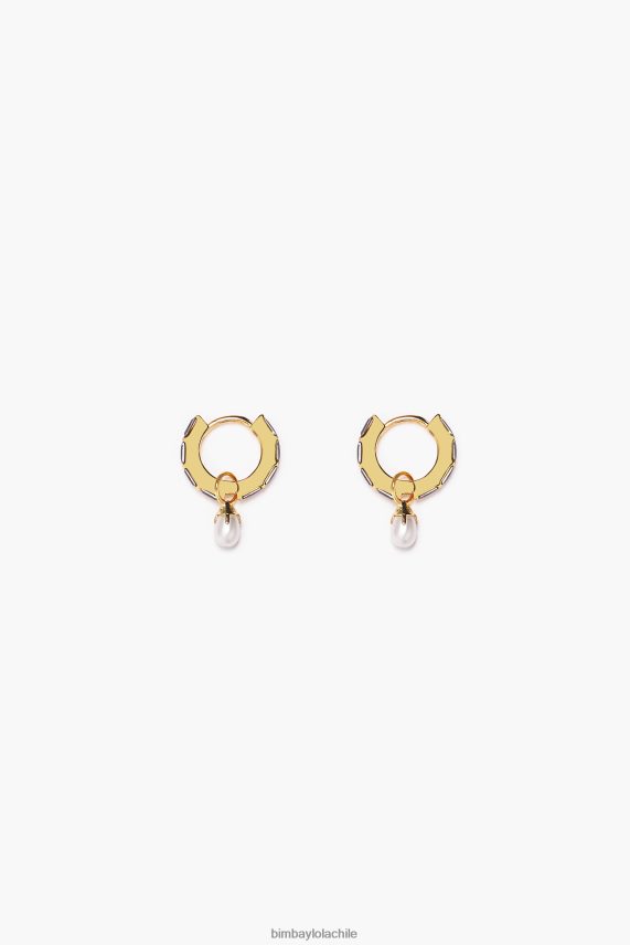Bimba Y Lola aretes de aro con perlas de cristal PT6884781 accesorios negro