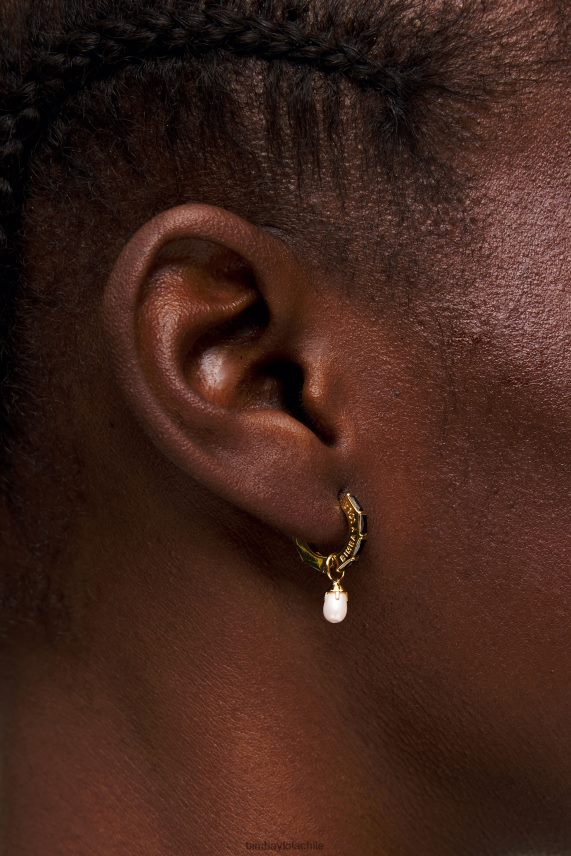 Bimba Y Lola aretes de aro con perlas de cristal PT6884781 accesorios negro