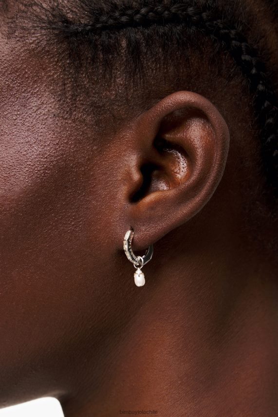 Bimba Y Lola aretes de aro con perlas de cristal PT6884783 accesorios plata