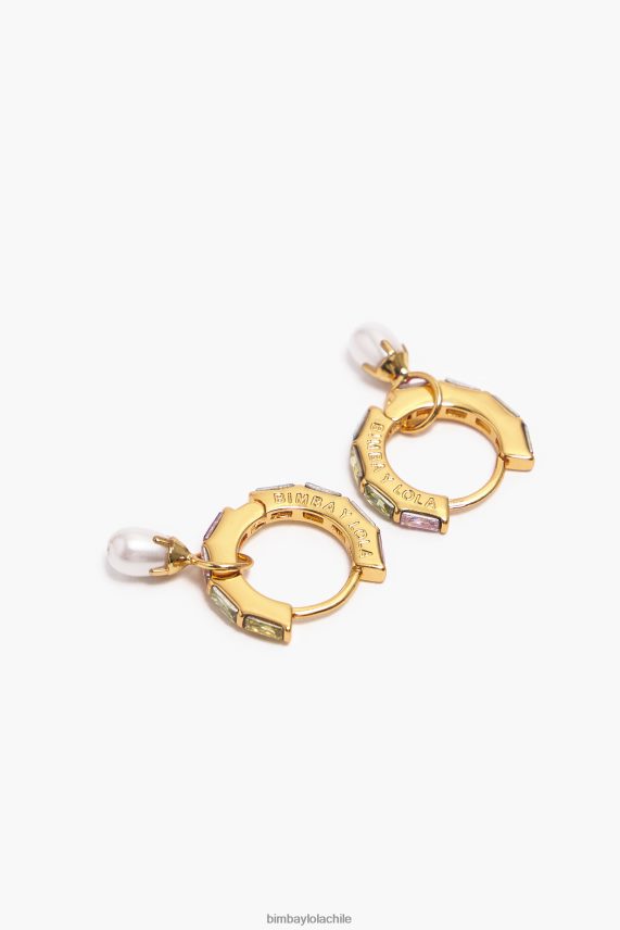 Bimba Y Lola aretes de aro con perlas de cristal PT6884784 accesorios multicolor