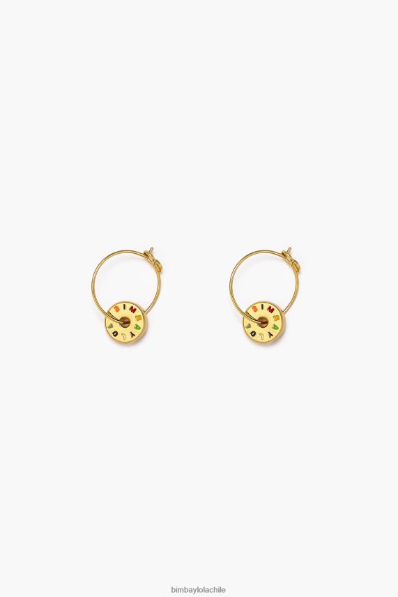 Bimba Y Lola aretes de aro pequeños con logo PT6884834 accesorios dorado y multicolor