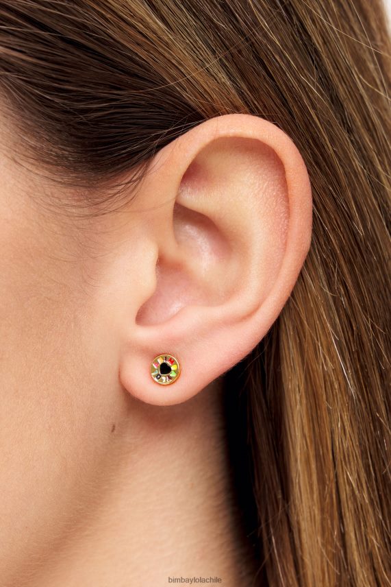 Bimba Y Lola aretes pequeños con corazón y logo PT6884695 accesorios dorado