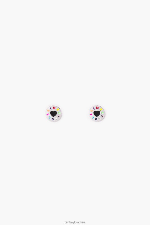 Bimba Y Lola aretes pequeños con corazón y logo PT6884696 accesorios plata