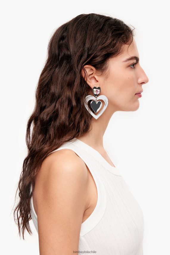 Bimba Y Lola arracadas con cristales de corazón PT6884739 accesorios plata