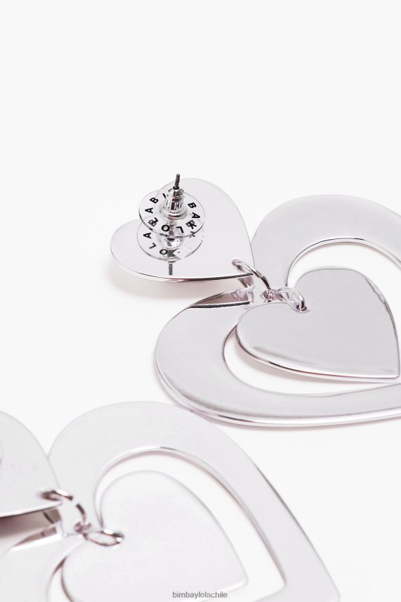Bimba Y Lola arracadas con cristales de corazón PT6884739 accesorios plata