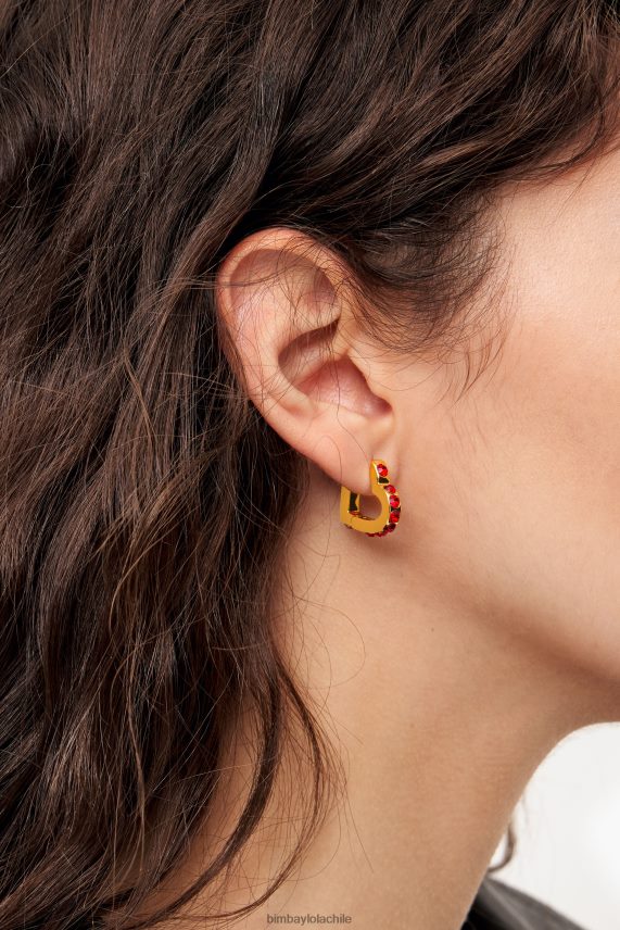 Bimba Y Lola arracadas con cristales de corazón PT6884779 accesorios rojo