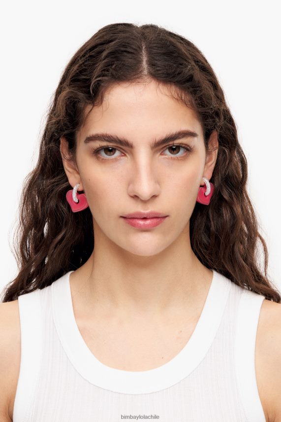 Bimba Y Lola pendientes de corazón cristales PT68841137 accesorios rosa