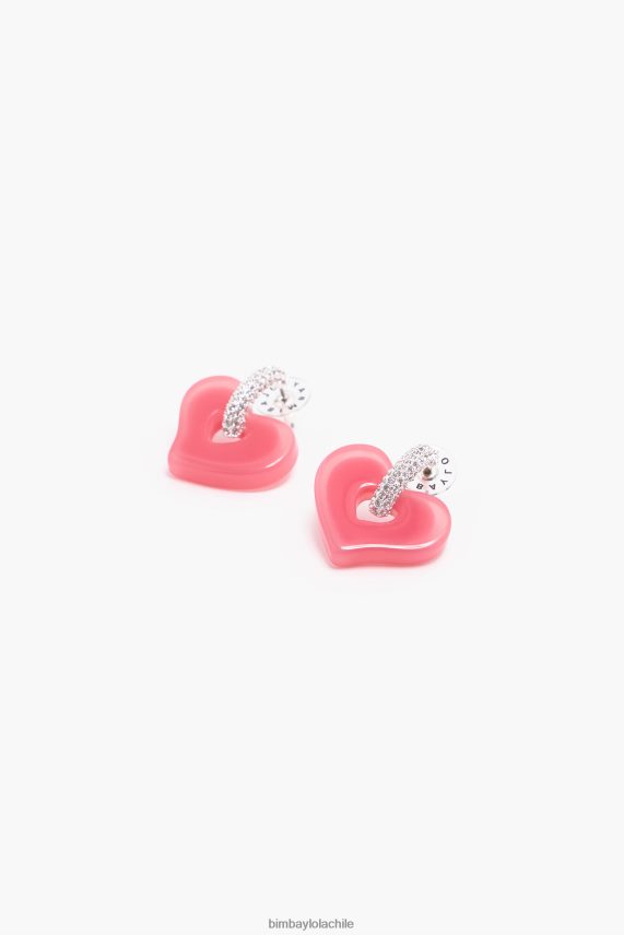 Bimba Y Lola pendientes de corazón cristales PT6884754 accesorios rosa