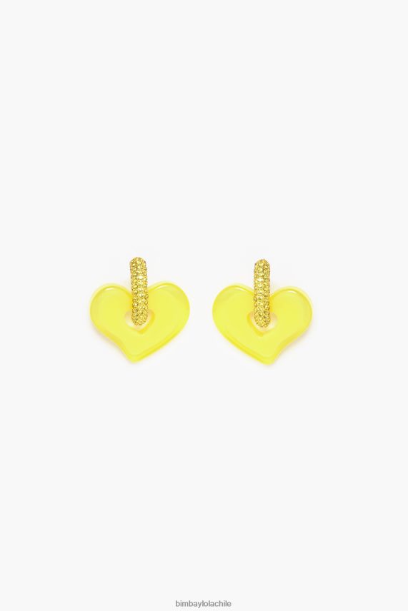 Bimba Y Lola pendientes de corazón de cristal PT6884753 accesorios amarillo