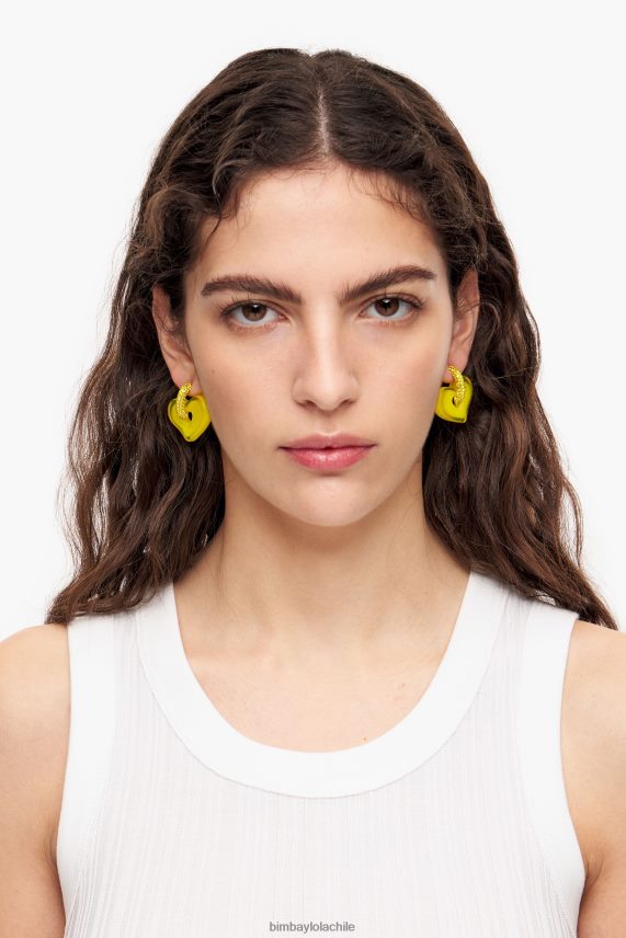 Bimba Y Lola pendientes de corazón de cristal PT6884753 accesorios amarillo
