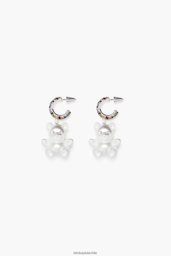 Bimba Y Lola pendientes largos de resina con forma de oso de peluche PT6884798 accesorios perla