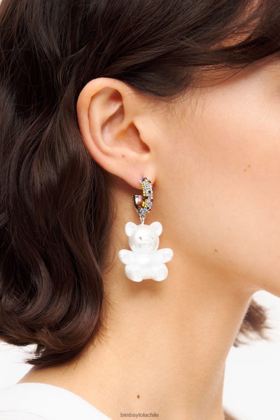 Bimba Y Lola pendientes largos de resina con forma de oso de peluche PT6884798 accesorios perla