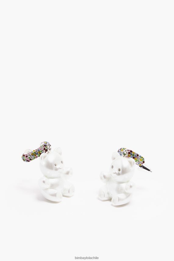 Bimba Y Lola pendientes largos de resina con forma de oso de peluche PT6884798 accesorios perla