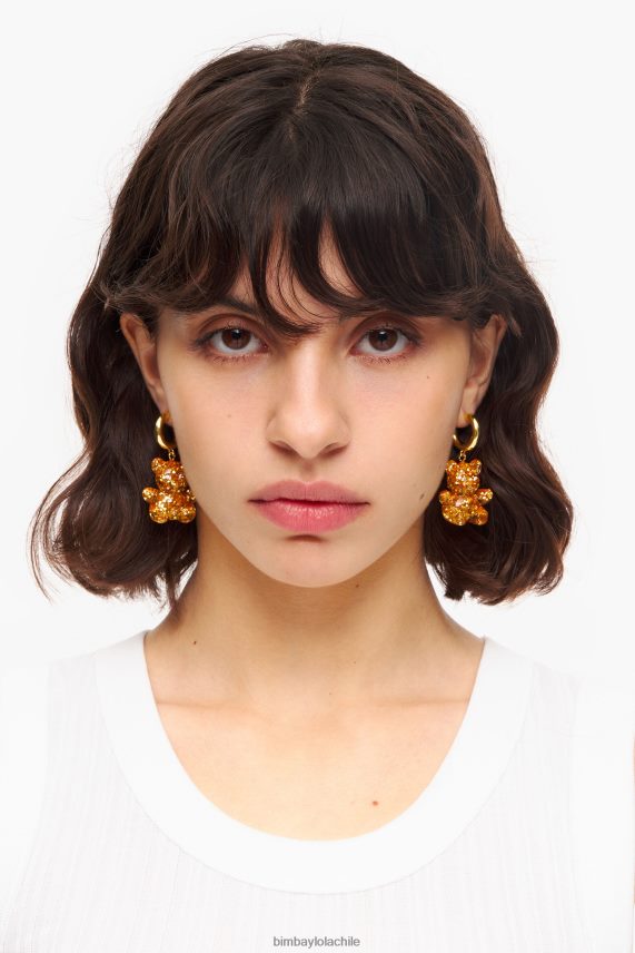 Bimba Y Lola pendientes largos osito de resina PT6884796 accesorios oro