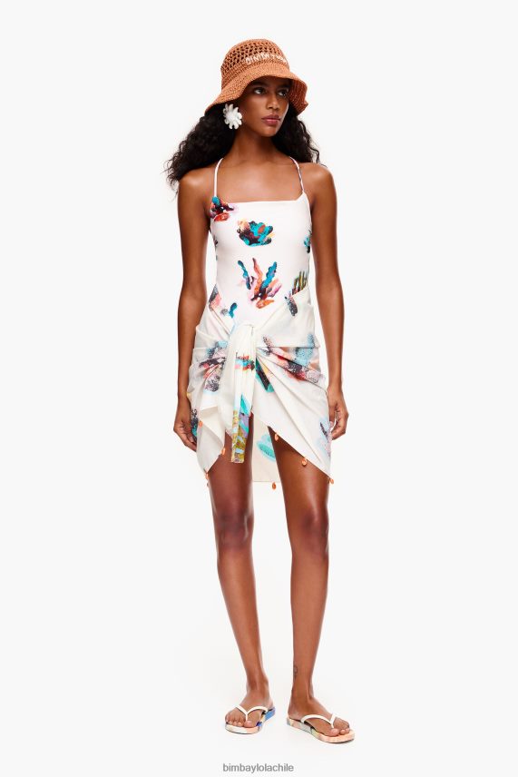 Bimba Y Lola pareo coral corto de algodon PT68841206 ropa Marfil