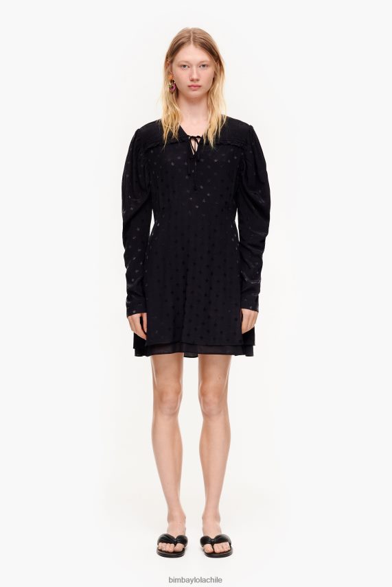 Bimba Y Lola vestido corto fluido en jacquard PT6884199 ropa negro