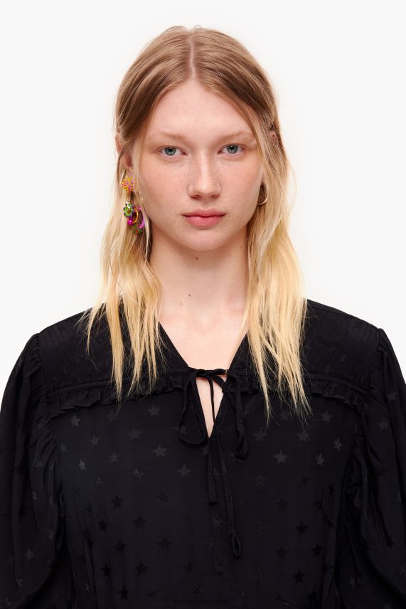 Bimba Y Lola vestido corto fluido en jacquard PT6884199 ropa negro