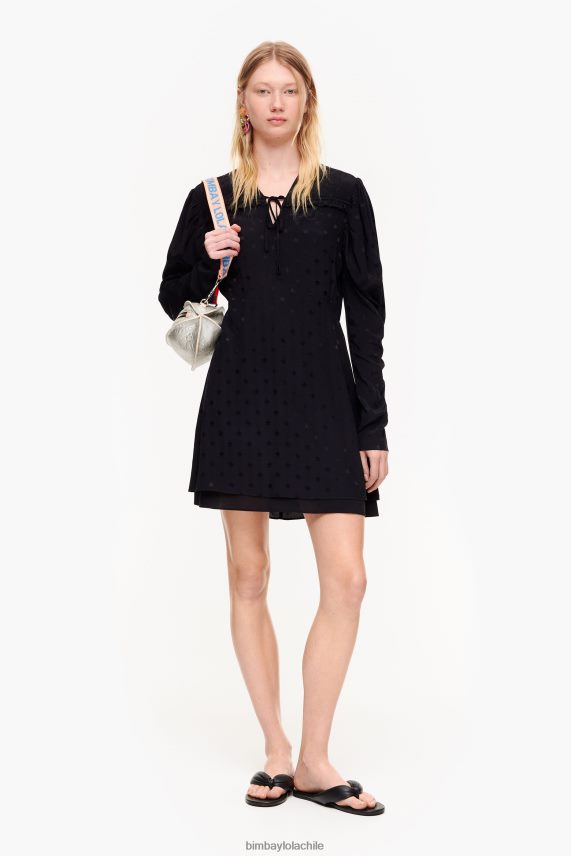 Bimba Y Lola vestido corto fluido en jacquard PT6884199 ropa negro