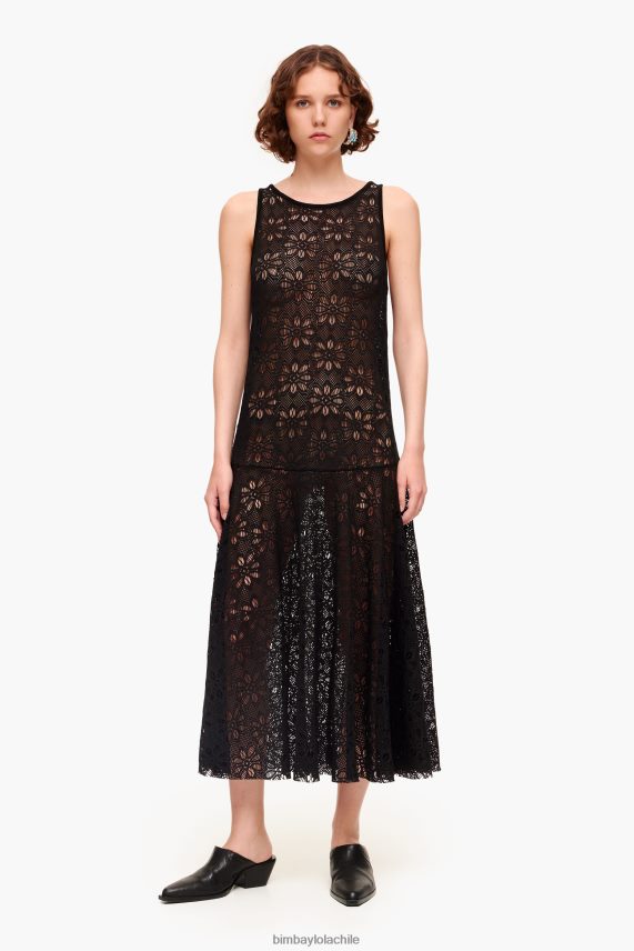 Bimba Y Lola vestido largo calado PT6884208 ropa negro