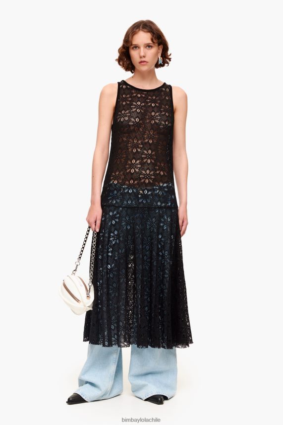 Bimba Y Lola vestido largo calado PT6884208 ropa negro