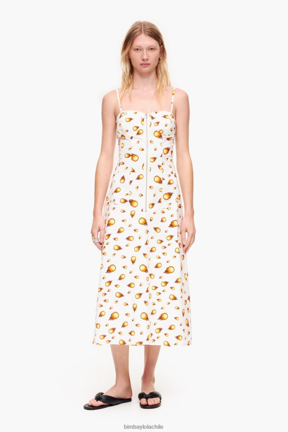 Bimba Y Lola vestido largo con estampado de fuego PT6884197 ropa blanco