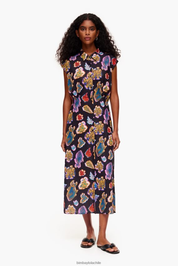 Bimba Y Lola vestido largo de mar de pescado PT6884176 ropa negro