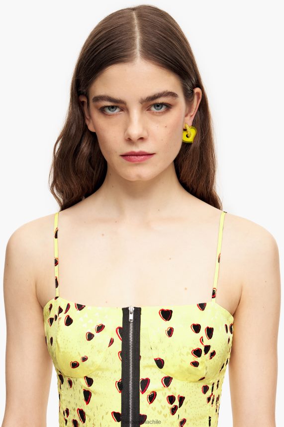 Bimba Y Lola vestido lencero midi con estampado de corazones pequeños PT6884222 ropa amarillo